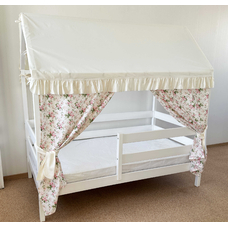 Крыша и шторы для кроватки домика ТД-32