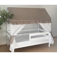 Крыша и шторы для кроватки домика ТД-10